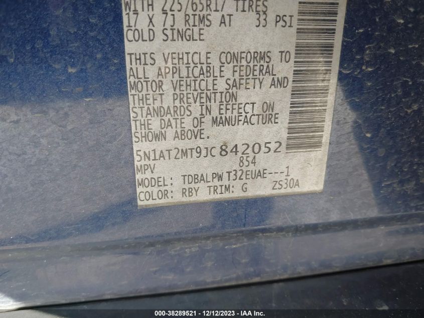 2018 NISSAN ROGUE S/SL - 5N1AT2MT9JC842052