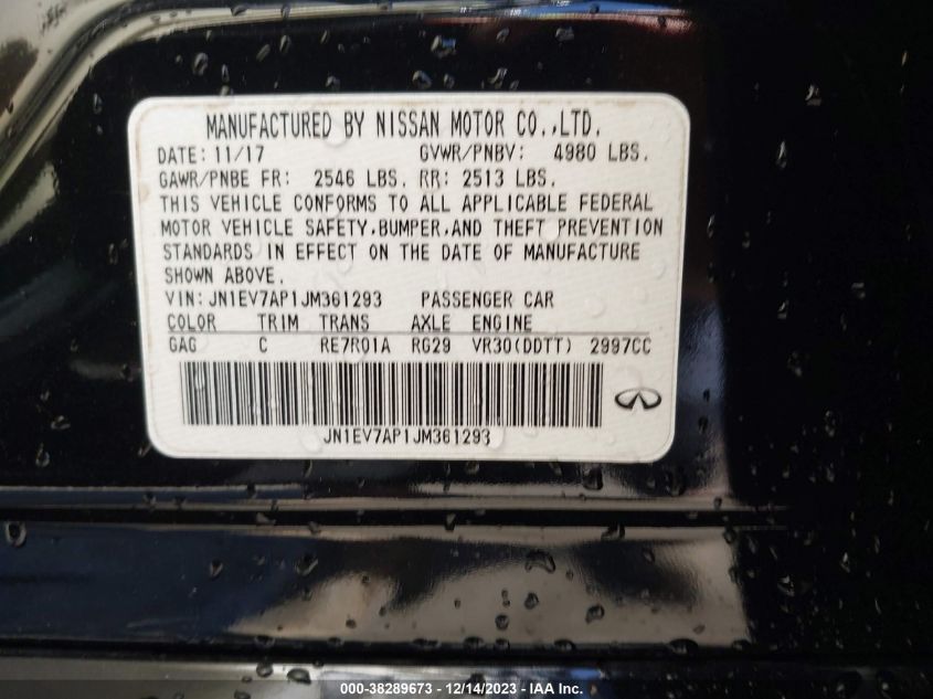 2018 INFINITI Q50 LUXE/SPORT - JN1EV7AP1JM361293