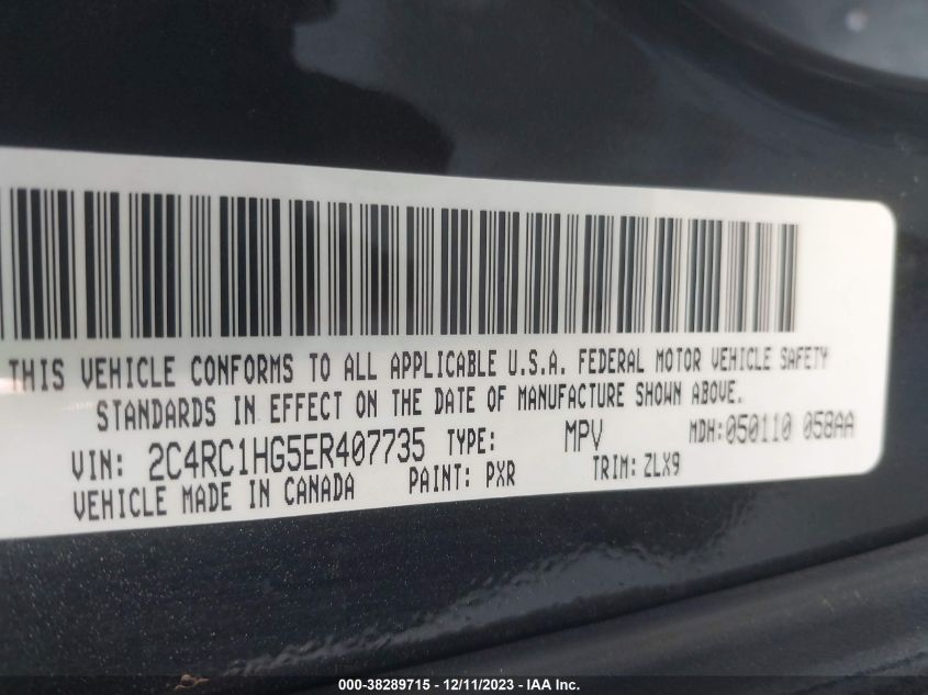 2014 CHRYSLER TOWN  COUNTRY S - 2C4RC1HG5ER407735
