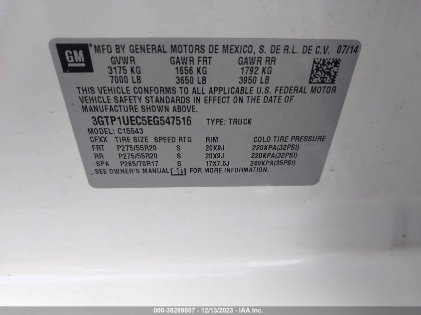 2014 GMC SIERRA 1500 SLE - 3GTP1UEC5EG547516