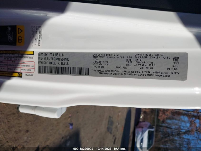 2021 JEEP GLADIATOR MOJAVE - 1C6JJTEG3ML584480