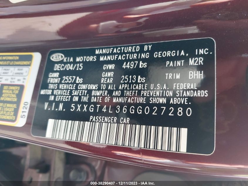 2016 KIA OPTIMA LX - 5XXGT4L36GG027280