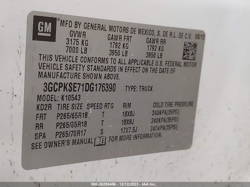2013 CHEVROLET SILVERADO 1500 LT - 3GCPKSE71DG176390