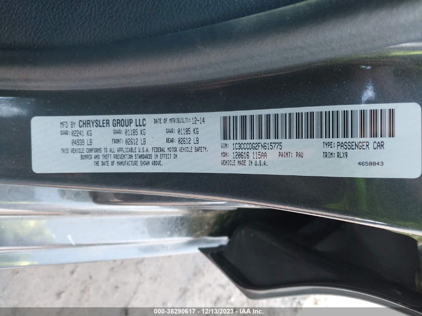 2015 CHRYSLER 200 S - 1C3CCCDG2FN615775