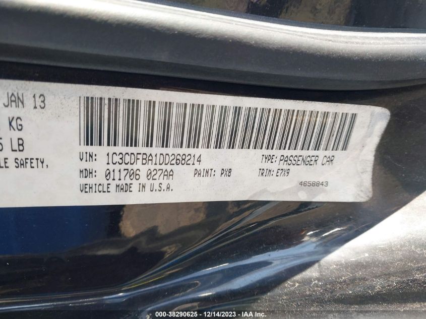 2013 DODGE DART SXT - 1C3CDFBA1DD268214