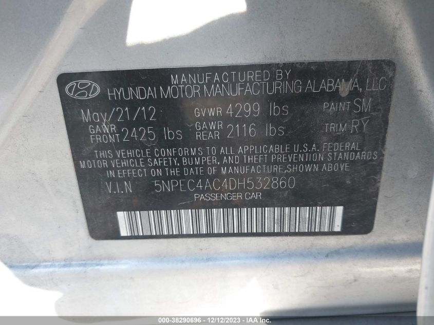 2013 HYUNDAI SONATA LIMITED - 5NPEC4AC4DH532860