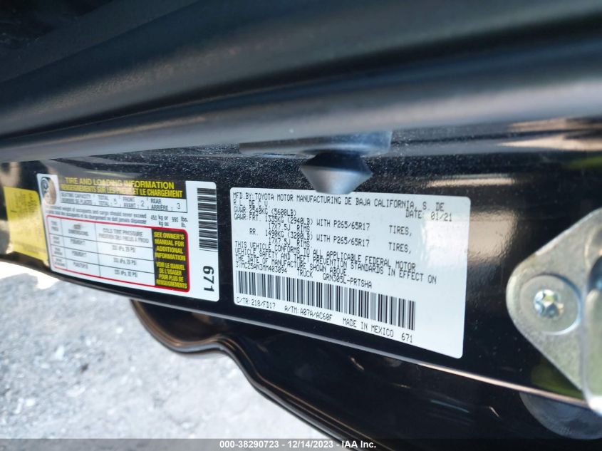 2021 TOYOTA TACOMA 4WD TRD SPORT 3TMCZ5AN3MM403094