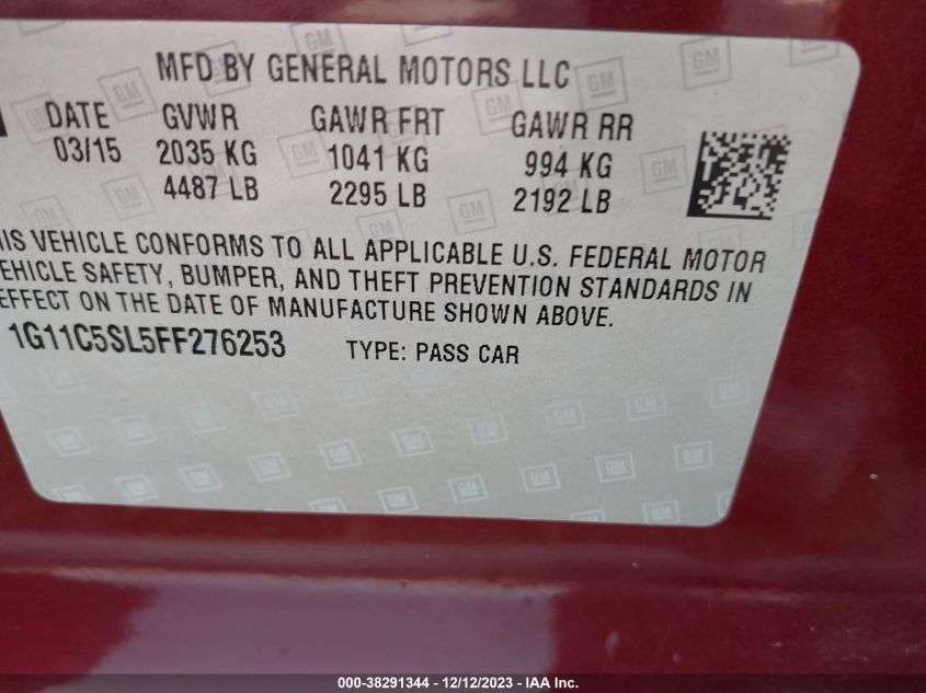 2015 CHEVROLET MALIBU 1LT - 1G11C5SL5FF276253