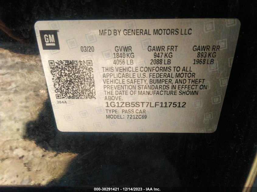 2020 CHEVROLET MALIBU FWD LS - 1G1ZB5ST7LF117512