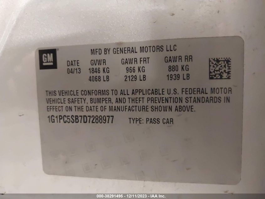 2013 CHEVROLET CRUZE 1LT AUTO - 1G1PC5SB7D7288977