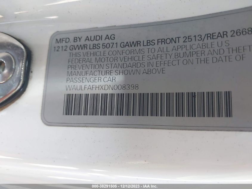 2013 AUDI A5 2.0T PREMIUM - WAULFAFHXDN008398