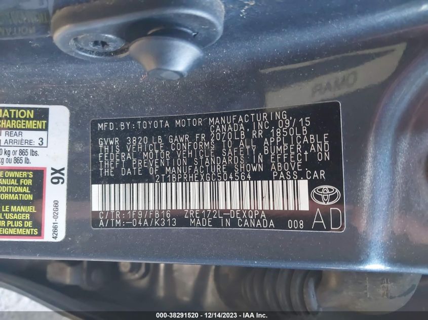 2014 TOYOTA COROLLA LE ECO - 2T1BPRHE9EC007664