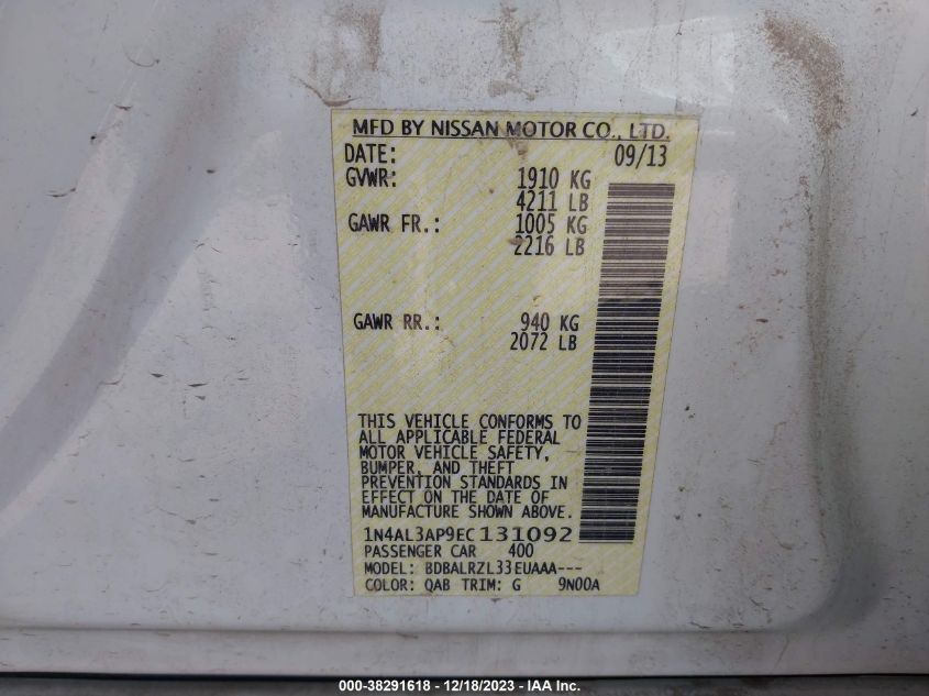 2014 NISSAN ALTIMA 2.5 S - 1N4AL3AP9EC131092