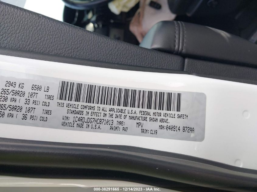 2017 DODGE DURANGO GT AWD - 1C4RDJDG7HC871013