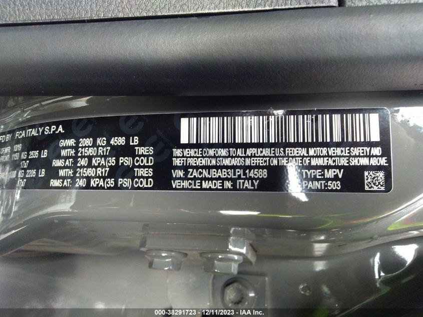 2020 JEEP RENEGADE SPORT - ZACNJBAB3LPL14588