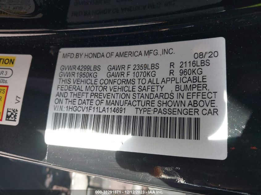 2020 HONDA ACCORD LX - 1HGCV1F11LA114691