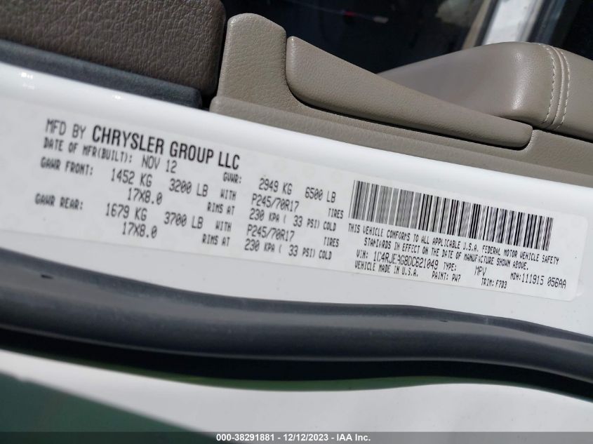 2013 JEEP GRAND CHEROKEE LAREDO - 1C4RJEAG8DC621049