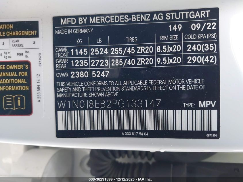 2023 MERCEDES-BENZ GLC 300 4MATIC COUPE - W1N0J8EB2PG133147