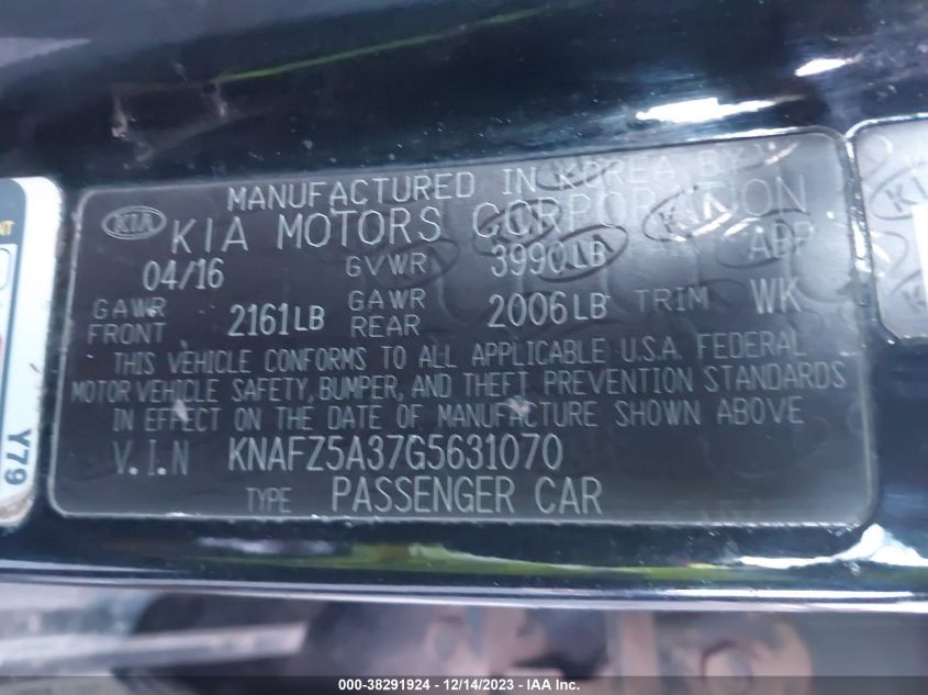2016 KIA FORTE SX - KNAFZ5A37G5631070