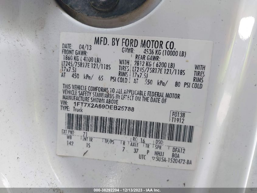 2013 FORD F-250 XL - 1FT7X2A69DEB25788