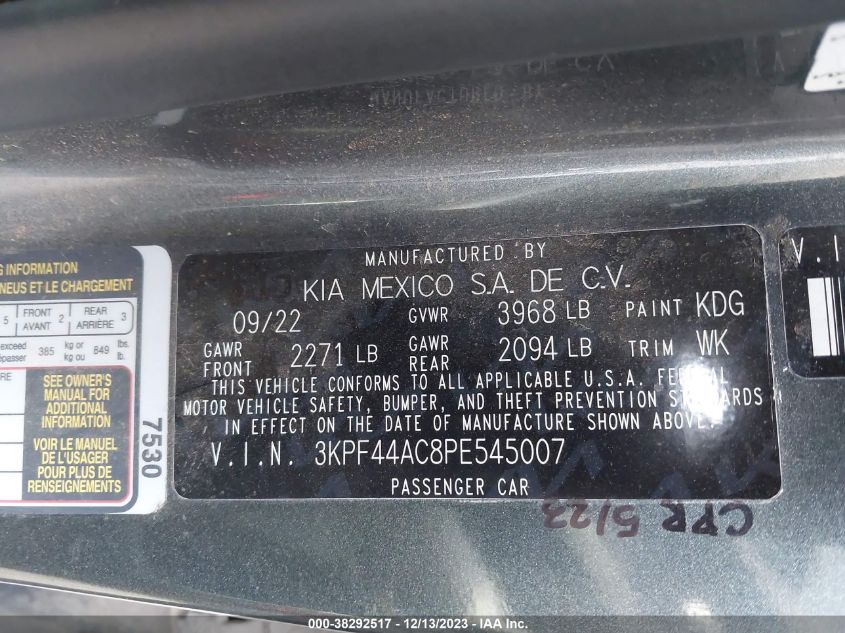 2023 KIA FORTE GT - 3KPF44AC8PE545007