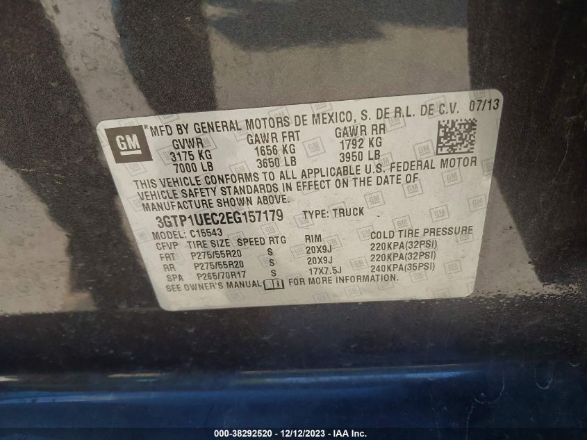 2014 GMC SIERRA 1500 SLE - 3GTP1UEC2EG157179