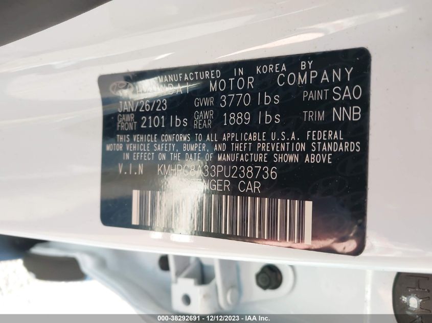 2023 HYUNDAI VENUE SEL/LIMITED - KMHRC8A33PU238736