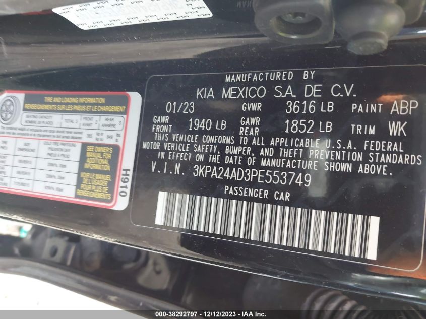 2023 KIA RIO LX/S - 3KPA24AD3PE553749