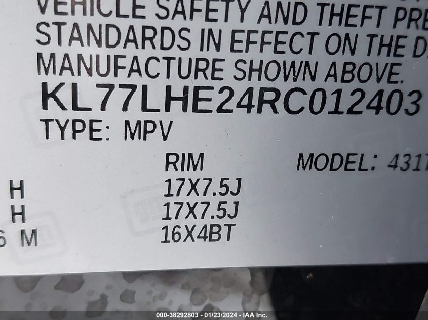 2024 CHEVROLET TRAX FWD LT - KL77LHE24RC012403