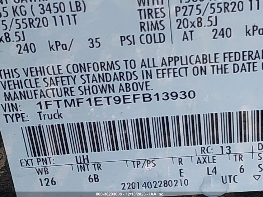 2014 FORD F-150 FX4 - 1FTMF1ET9EFB13930