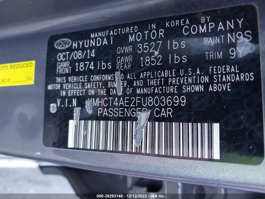 2015 HYUNDAI ACCENT GLS - KMHCT4AE2FU803699