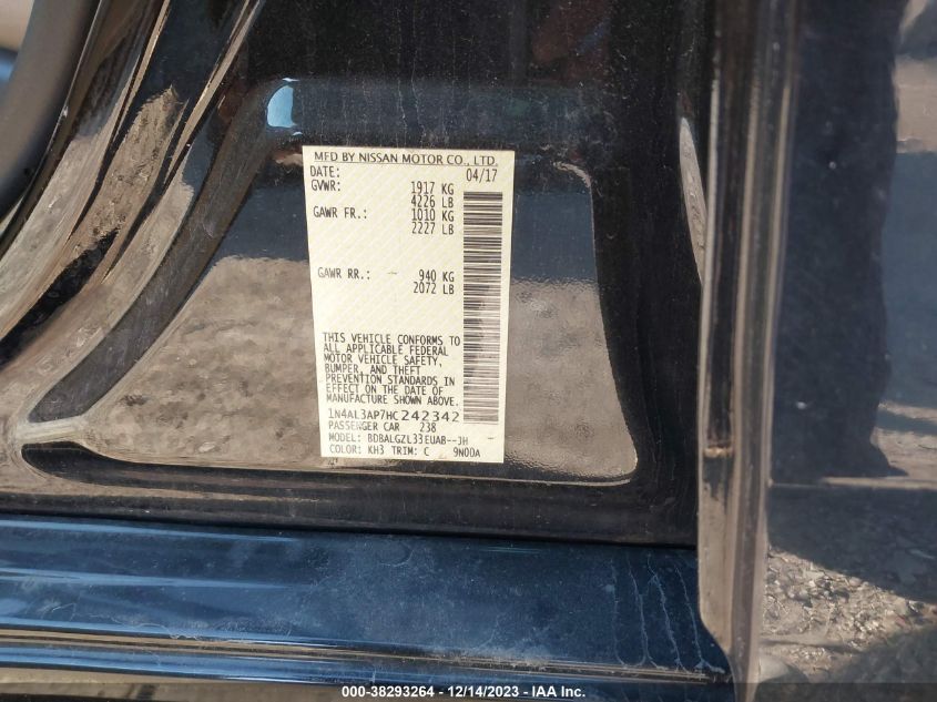 2017 NISSAN ALTIMA 2.5 S - 1N4AL3AP7HC242342