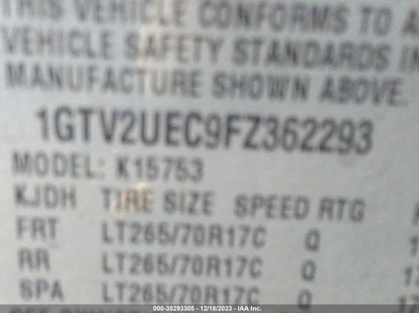 2015 GMC SIERRA 1500 SLE - 1GTV2UEC9FZ362293