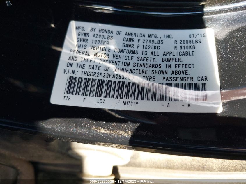 2015 HONDA ACCORD LX - 1HGCR2F39FA253290
