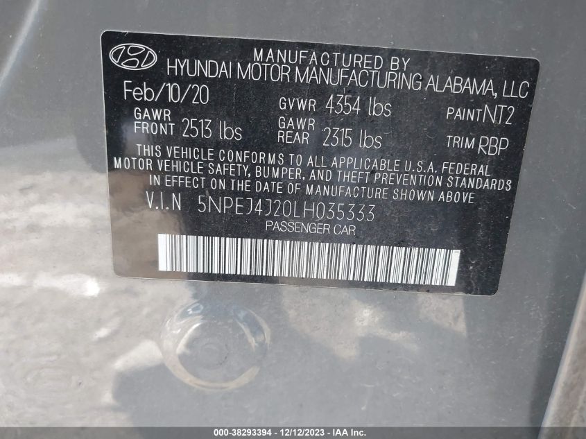 2020 HYUNDAI SONATA SEL PLUS - 5NPEJ4J20LH035333