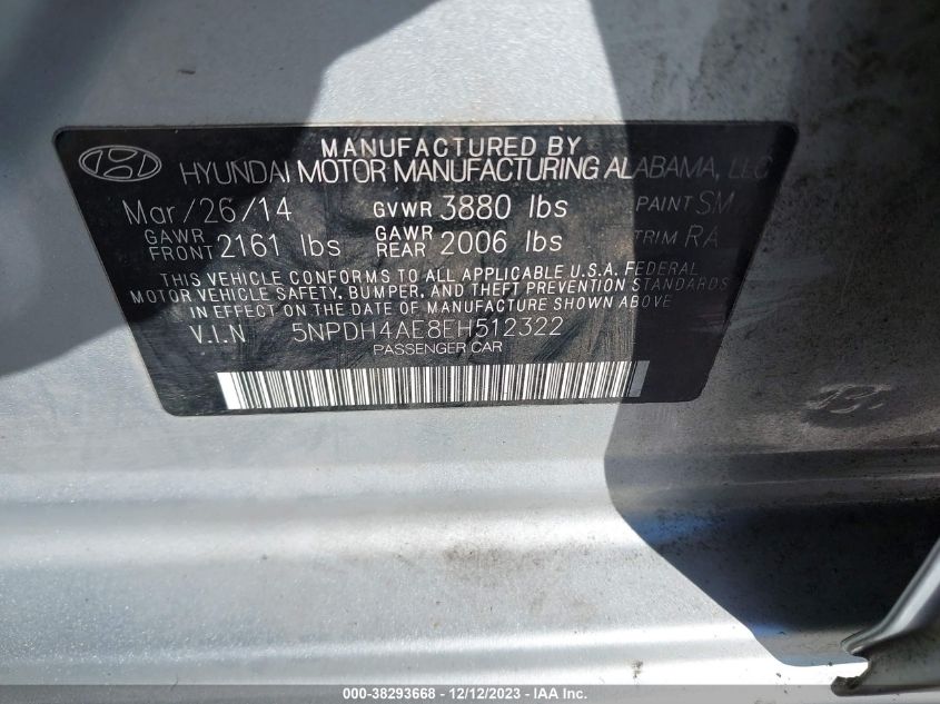 2014 HYUNDAI ELANTRA SE - 5NPDH4AE8EH512322