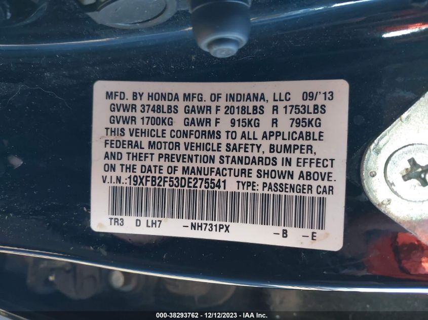 2013 HONDA CIVIC LX - 19XFB2F53DE275541