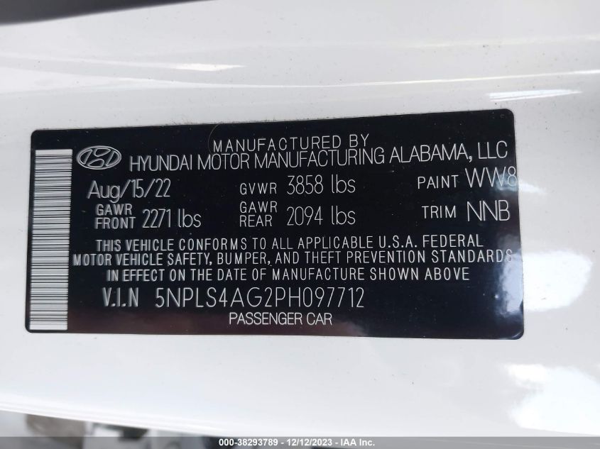 2023 HYUNDAI ELANTRA SEL - 5NPLS4AG2PH097712