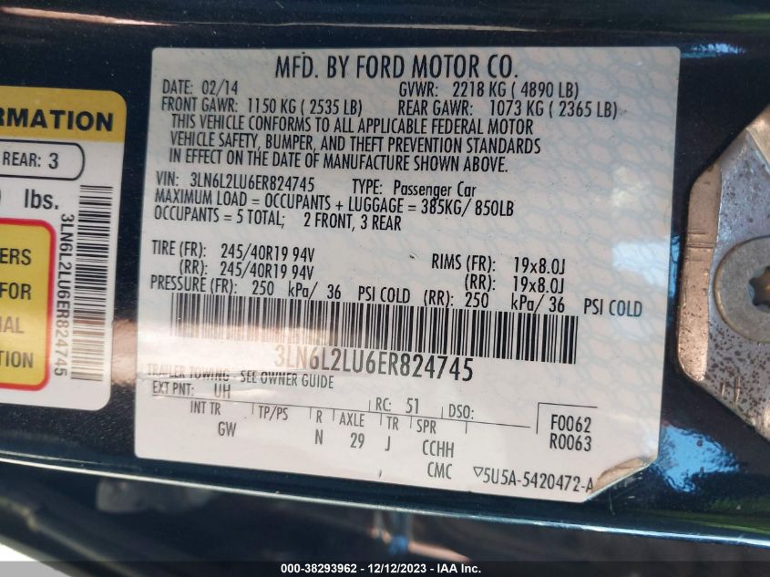 2014 LINCOLN MKZ HYBRID - 3LN6L2LU6ER824745
