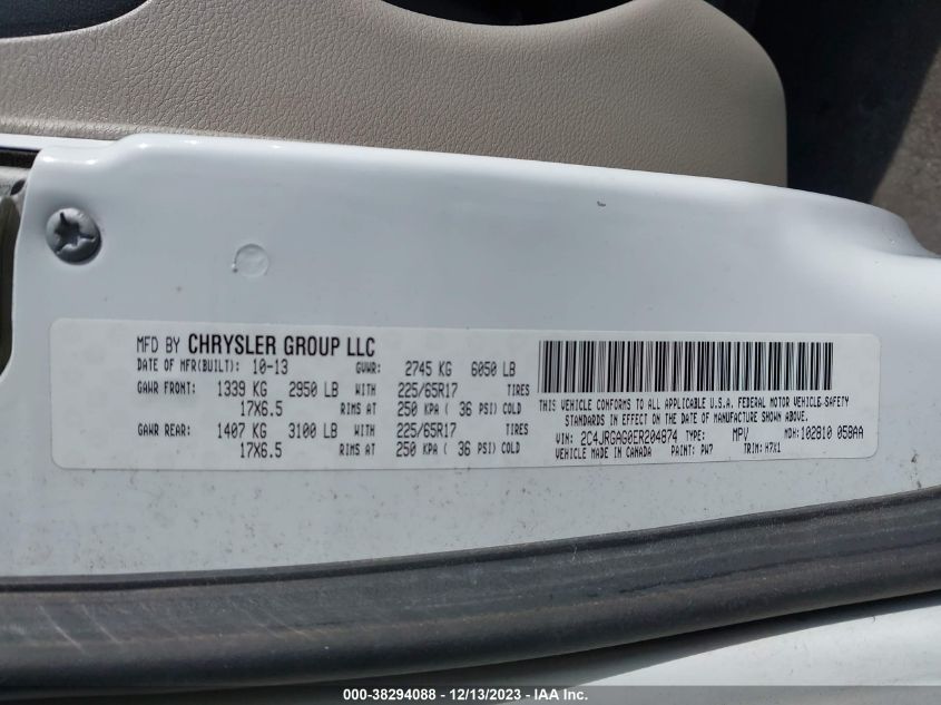 2014 RAM CARGO TRADESMAN 2C4JRGAG0ER204874