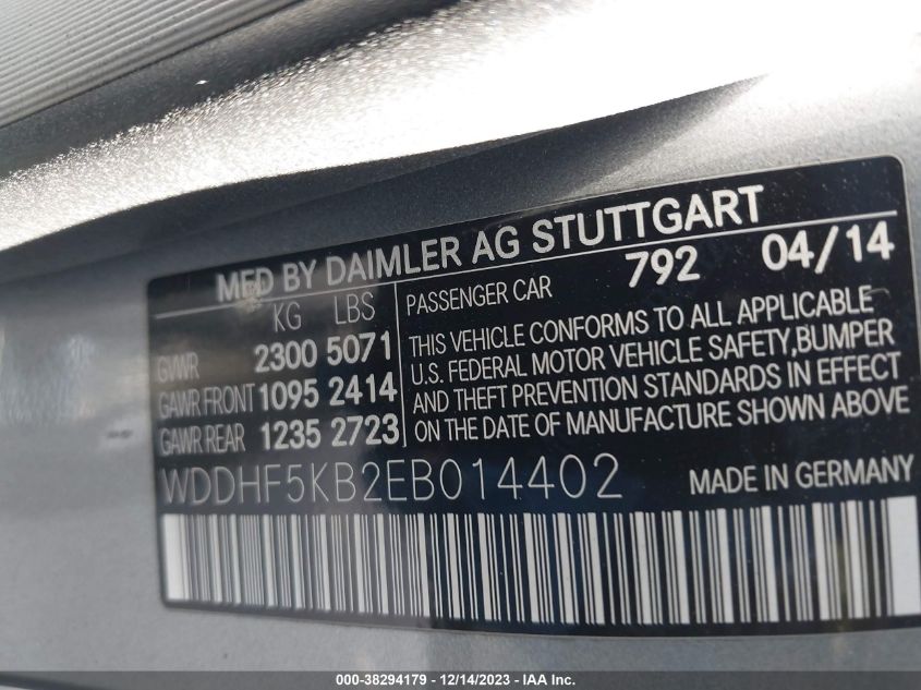2014 MERCEDES-BENZ E 350 - WDDHF5KB2EB014402