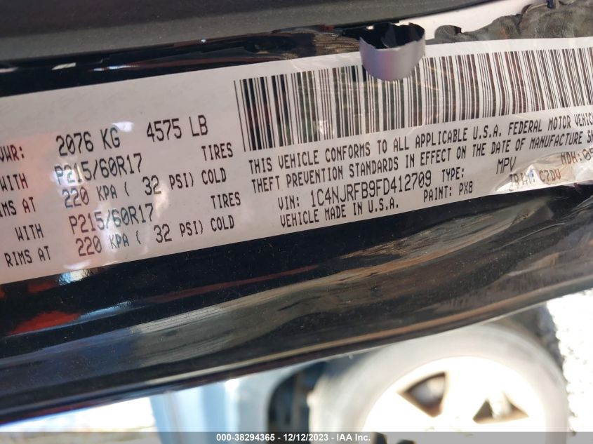 2015 JEEP PATRIOT LATITUDE - 1C4NJRFB9FD412709