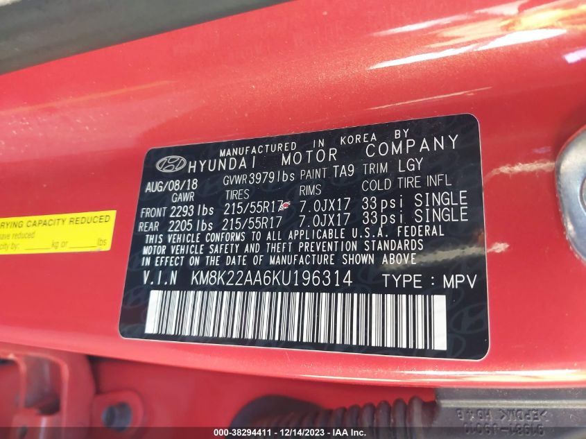 2019 HYUNDAI KONA SEL - KM8K22AA6KU196314