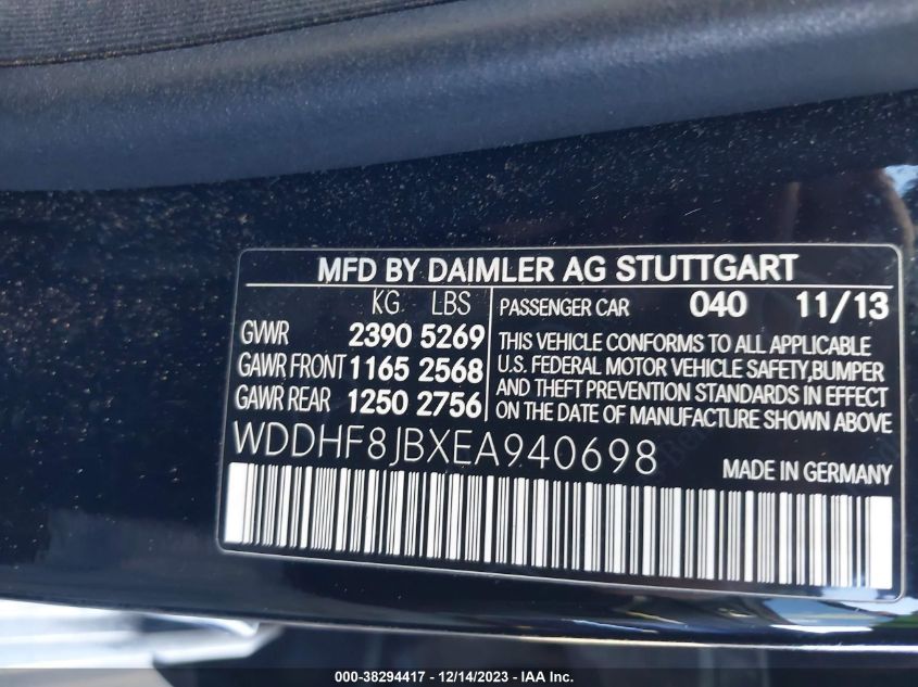 WDDHF8JBXEA940698 | 2014 MERCEDES-BENZ E 350