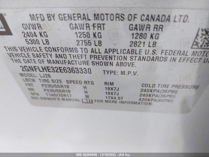 2014 CHEVROLET EQUINOX LTZ - 2GNFLHE32E6363330