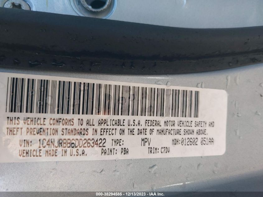 2013 JEEP PATRIOT SPORT - 1C4NJRBB6DD263422