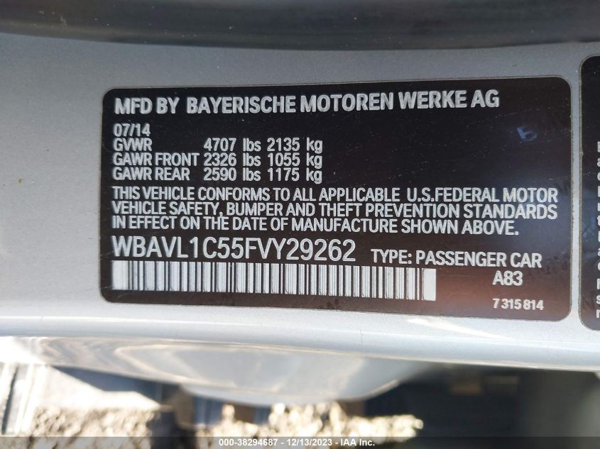 2015 BMW X1 XDRIVE28I - WBAVL1C55FVY29262