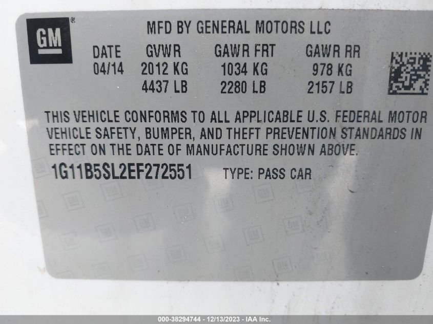 2014 CHEVROLET MALIBU LS - 1G11B5SL2EF272551