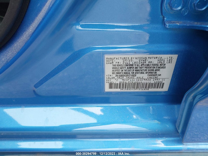 2024 NISSAN SENTRA 2.0L I4   N(VIN: 3N1AB8DV2RY216828