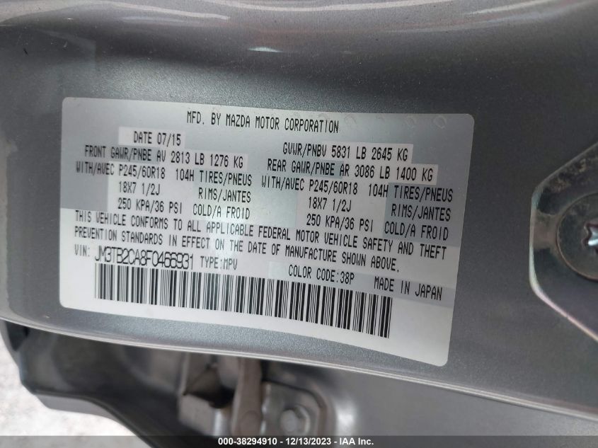 2015 MAZDA CX-9 TOURING - JM3TB2CA8F0466931